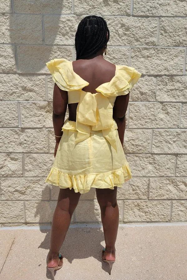 Ruffles Mini Dress (Yellow)