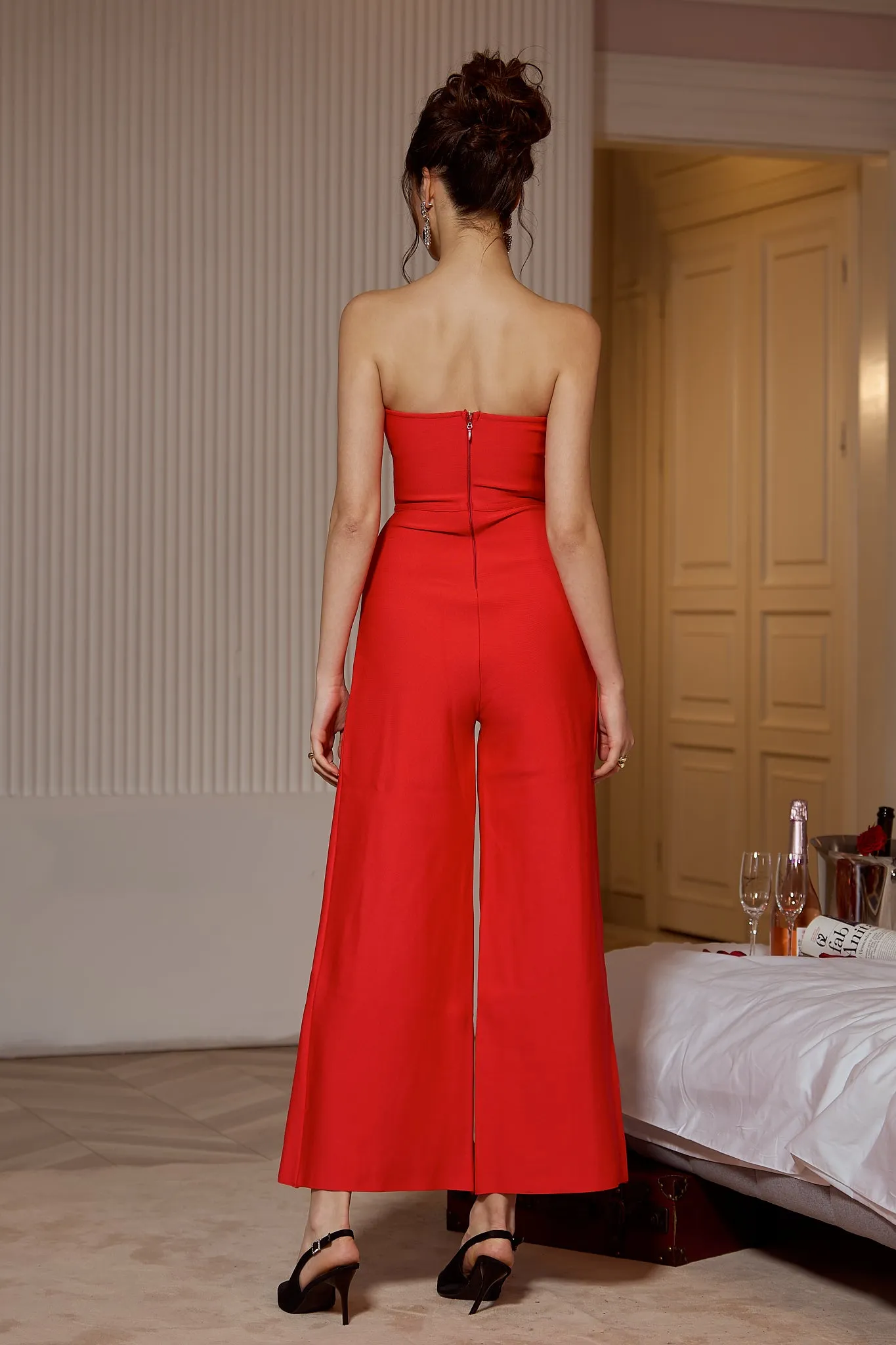 Rylie Strapless High Slit Maxi Jumpsuit