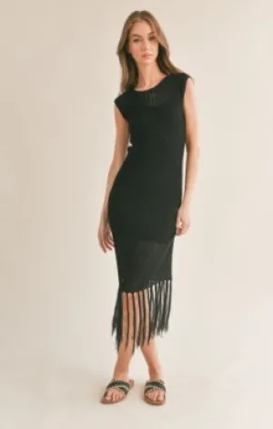 Sage Mila Knitted Fringe Hem Midi W Lining