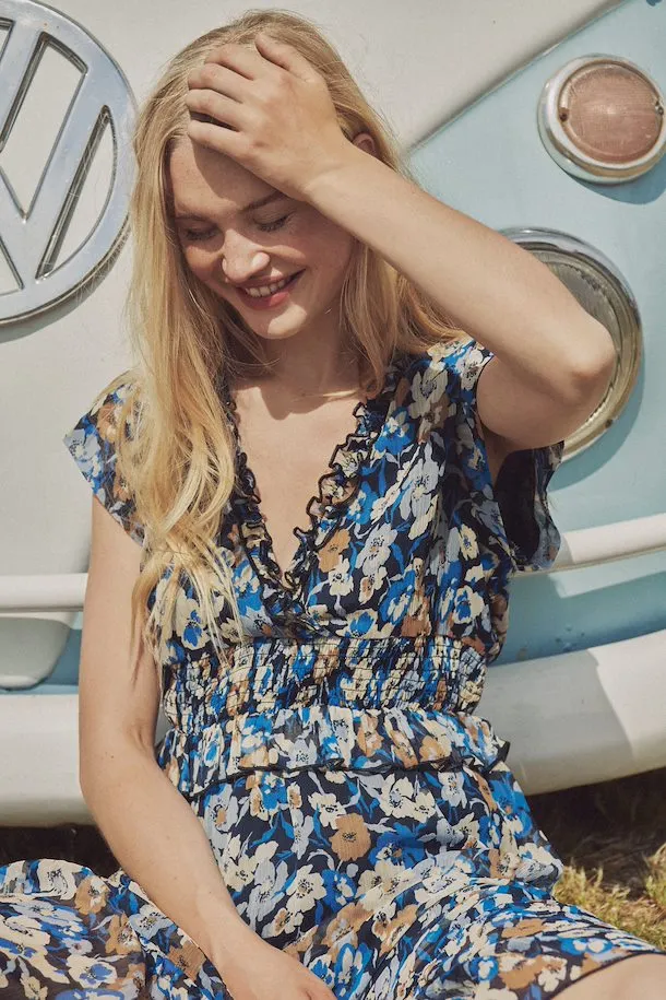 Saint Tropez Line Dress In Campanula Poppy