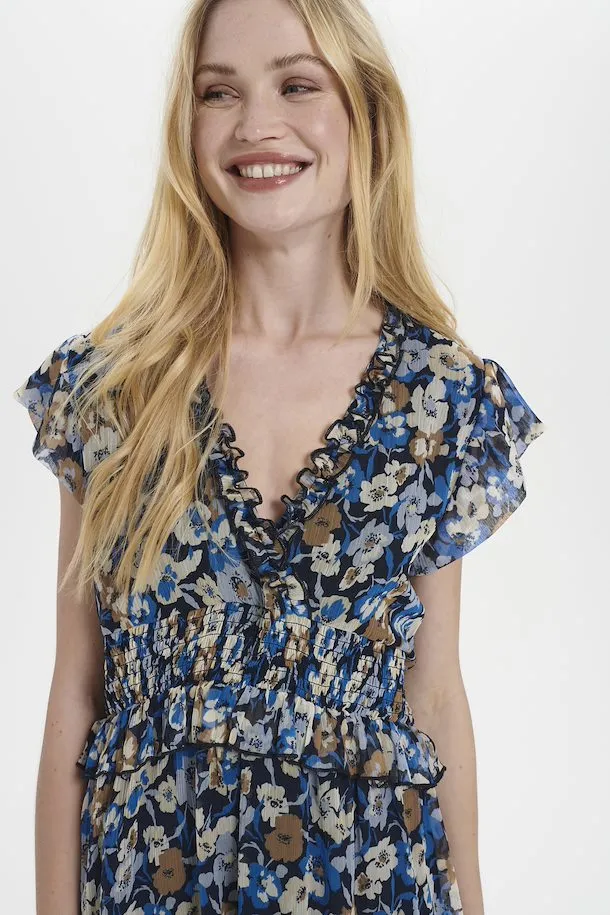 Saint Tropez Line Dress In Campanula Poppy