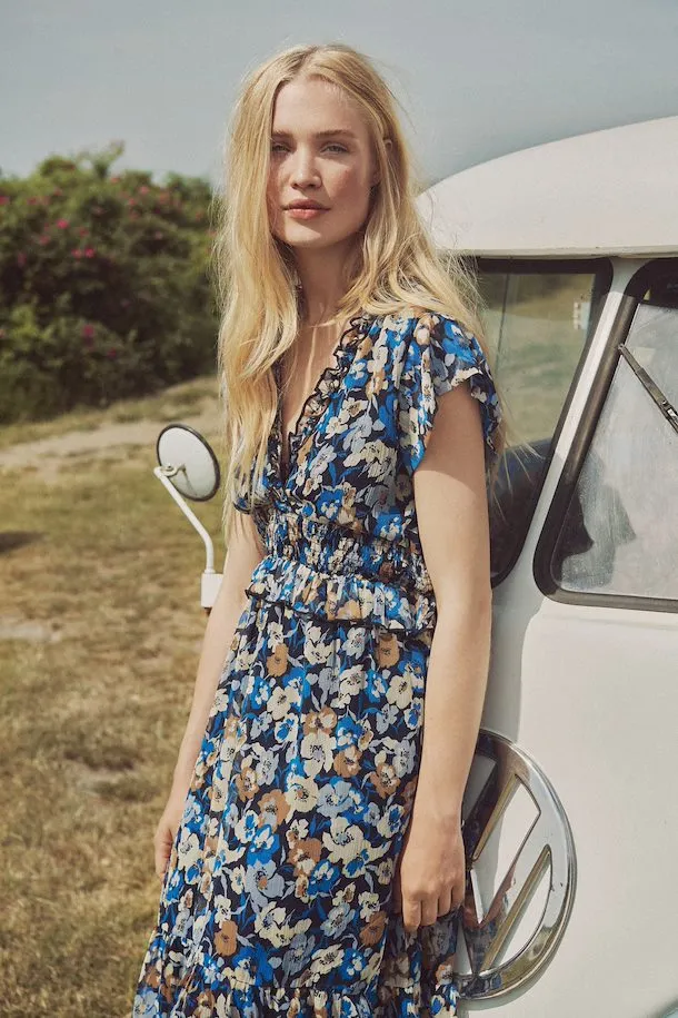 Saint Tropez Line Dress In Campanula Poppy