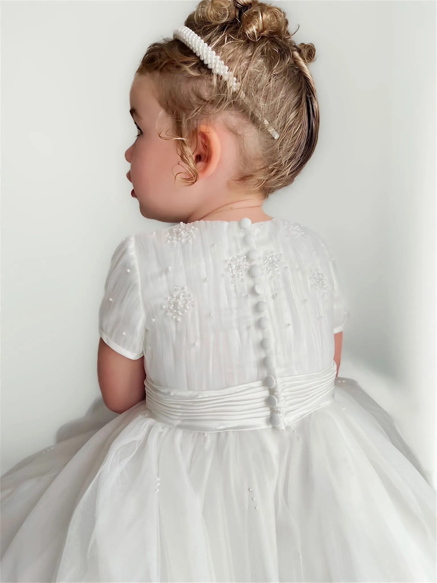 Sarah Louise Ivory Embellished Pearl & Tulle Occasion Dress