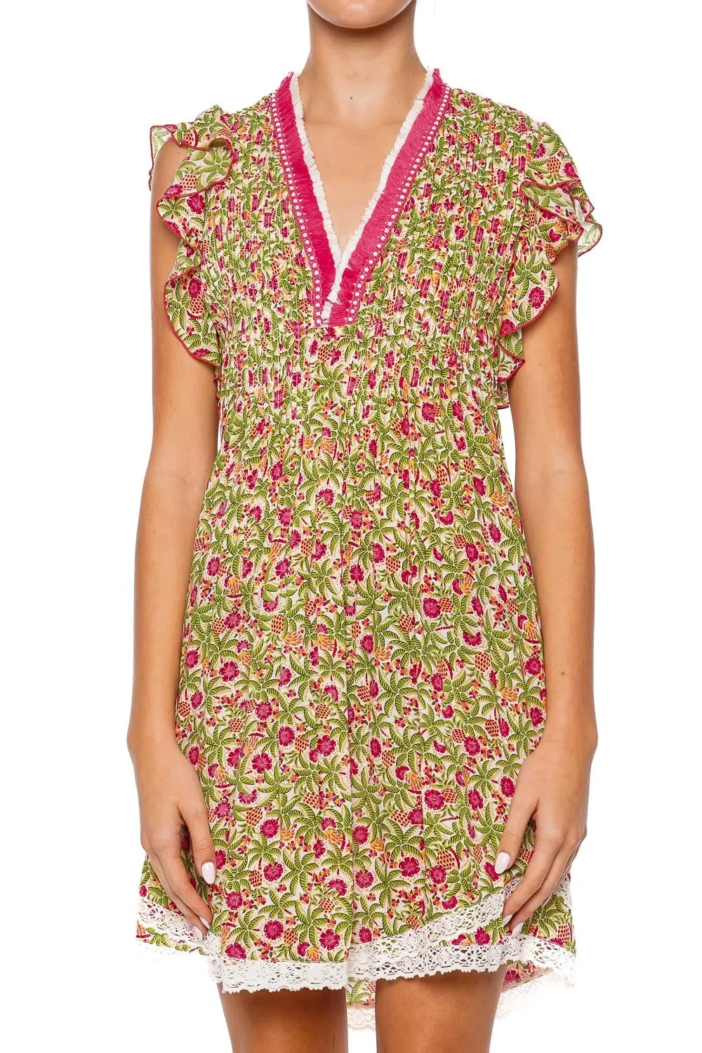 Sasha Pink Honolulu Fringe Mini Dress