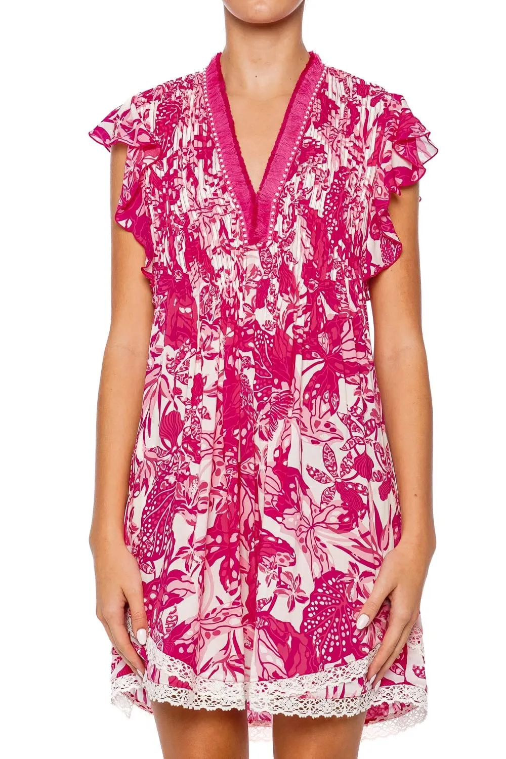 Sasha Pink Jengel Fringe Mini Dress
