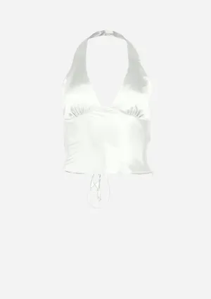 Satin Plunge Halter Top