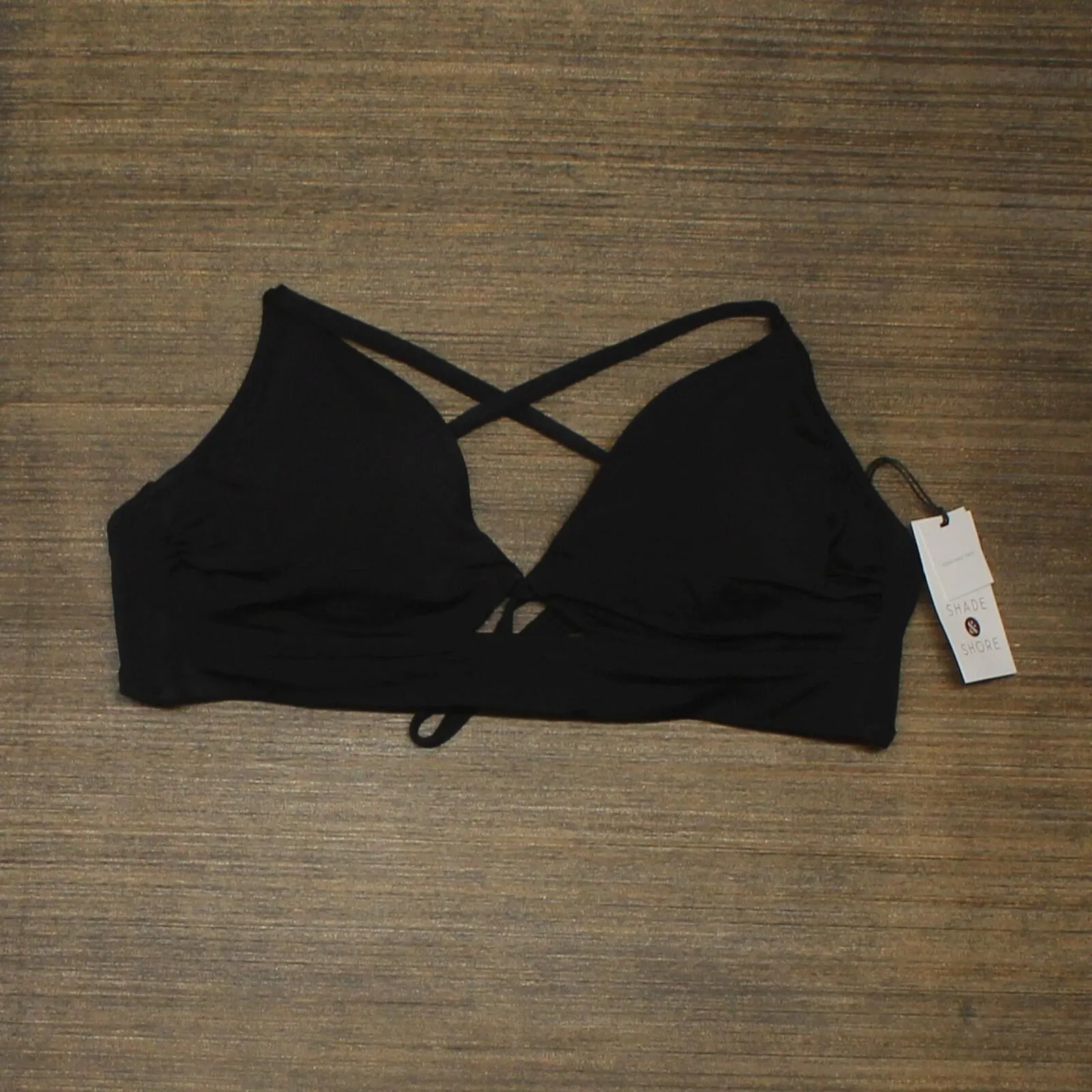 Shade & Shore Women's Longline Cut Out Bikini Top Black 34C