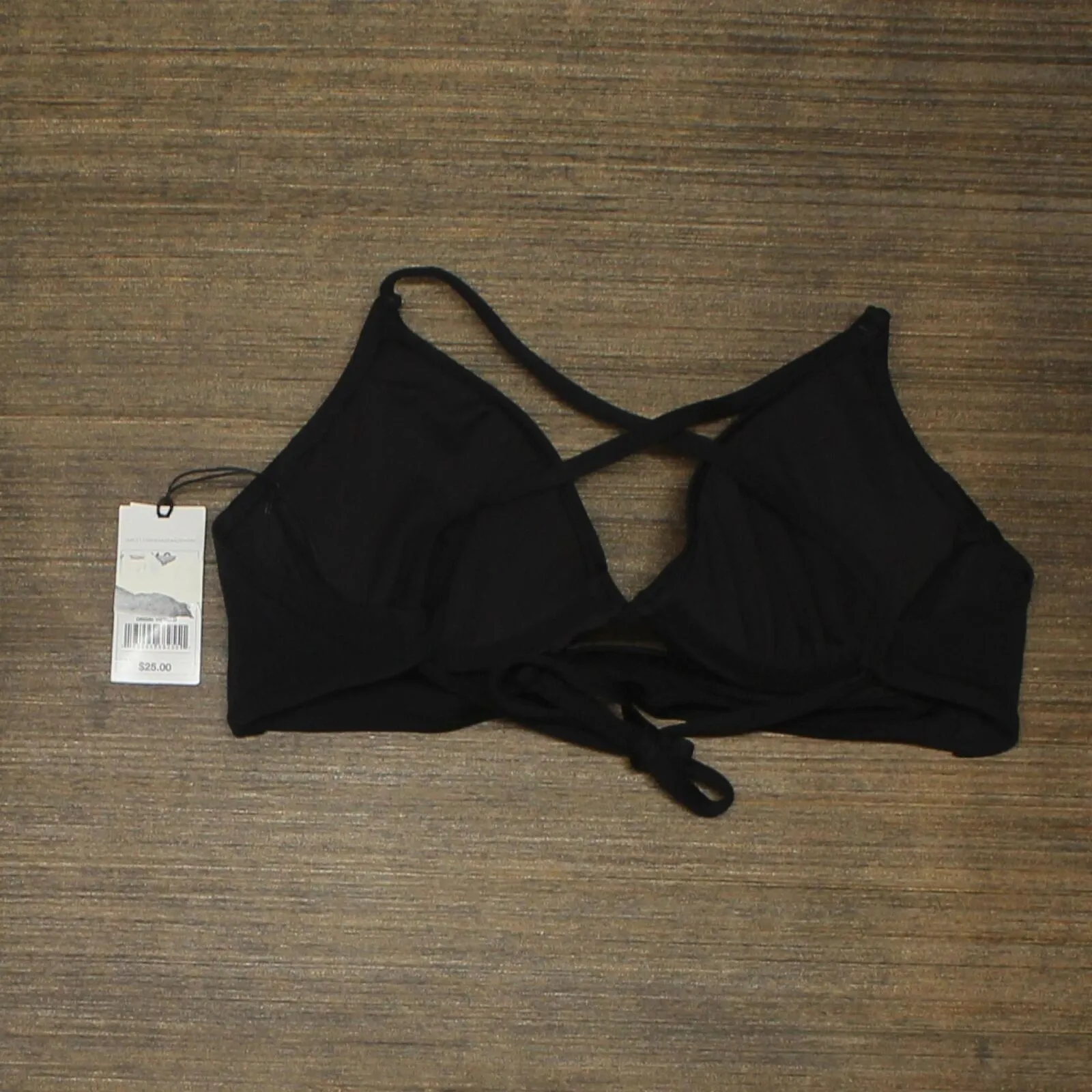 Shade & Shore Women's Longline Cut Out Bikini Top Black 34C