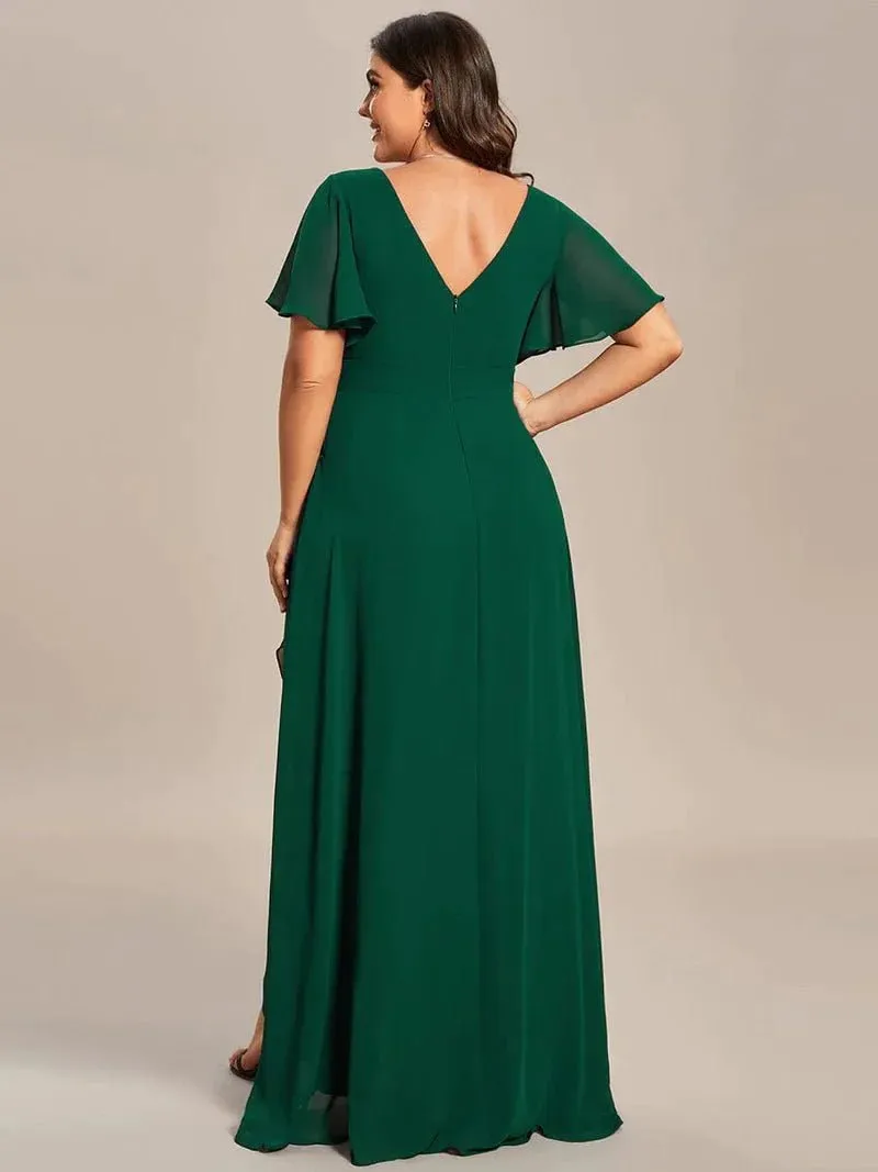 Sharana emerald sleeved dress in chiffon Express NZ wide