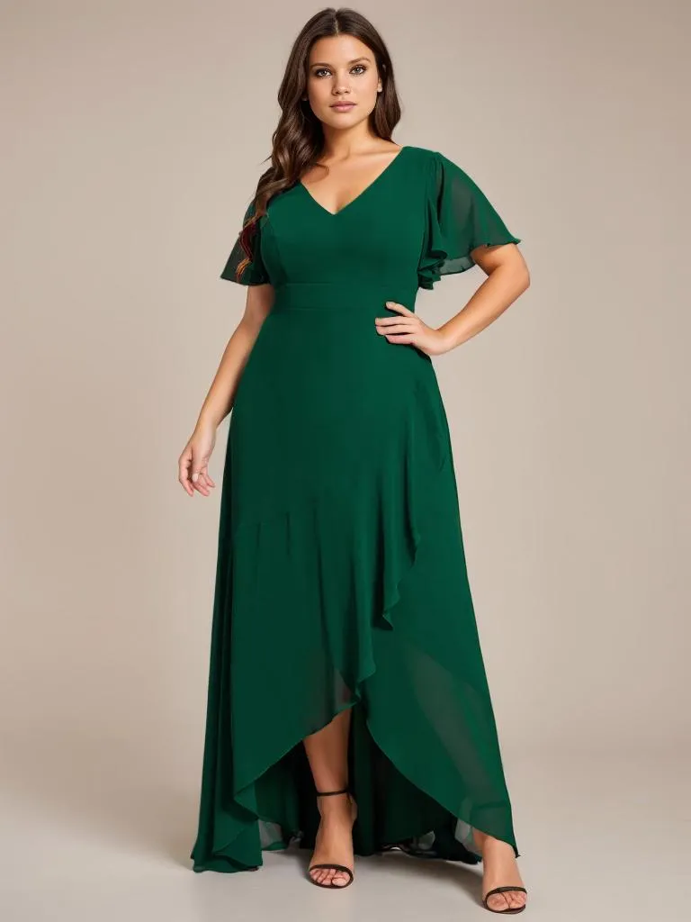 Sharana emerald sleeved dress in chiffon Express NZ wide