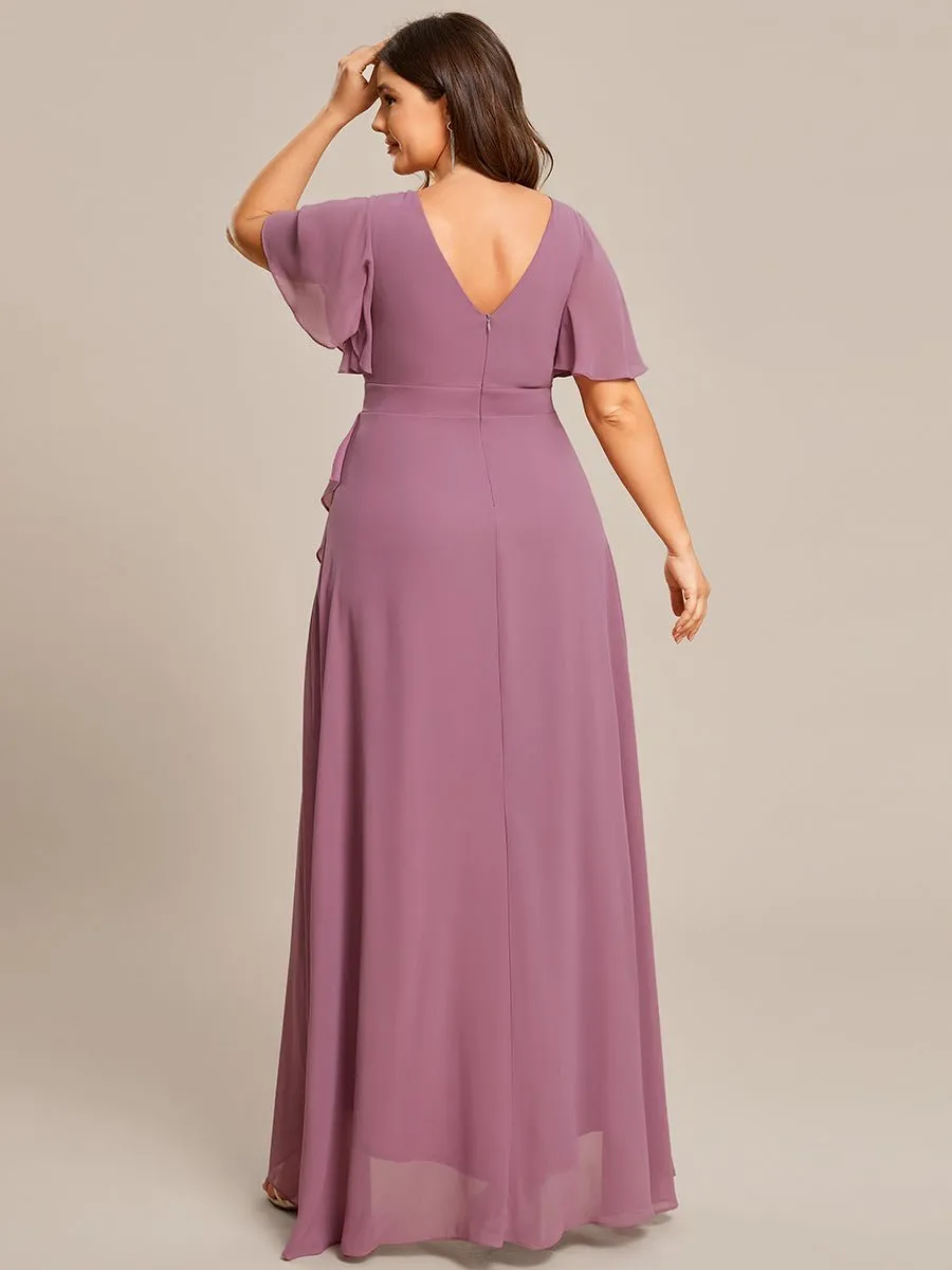 Sharana hi low bridesmaid dress in chiffon in dusky rose Express NZ wide