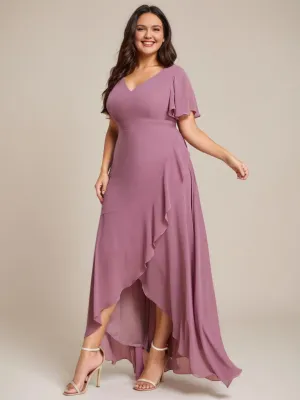 Sharana hi low bridesmaid dress in chiffon in dusky rose Express NZ wide
