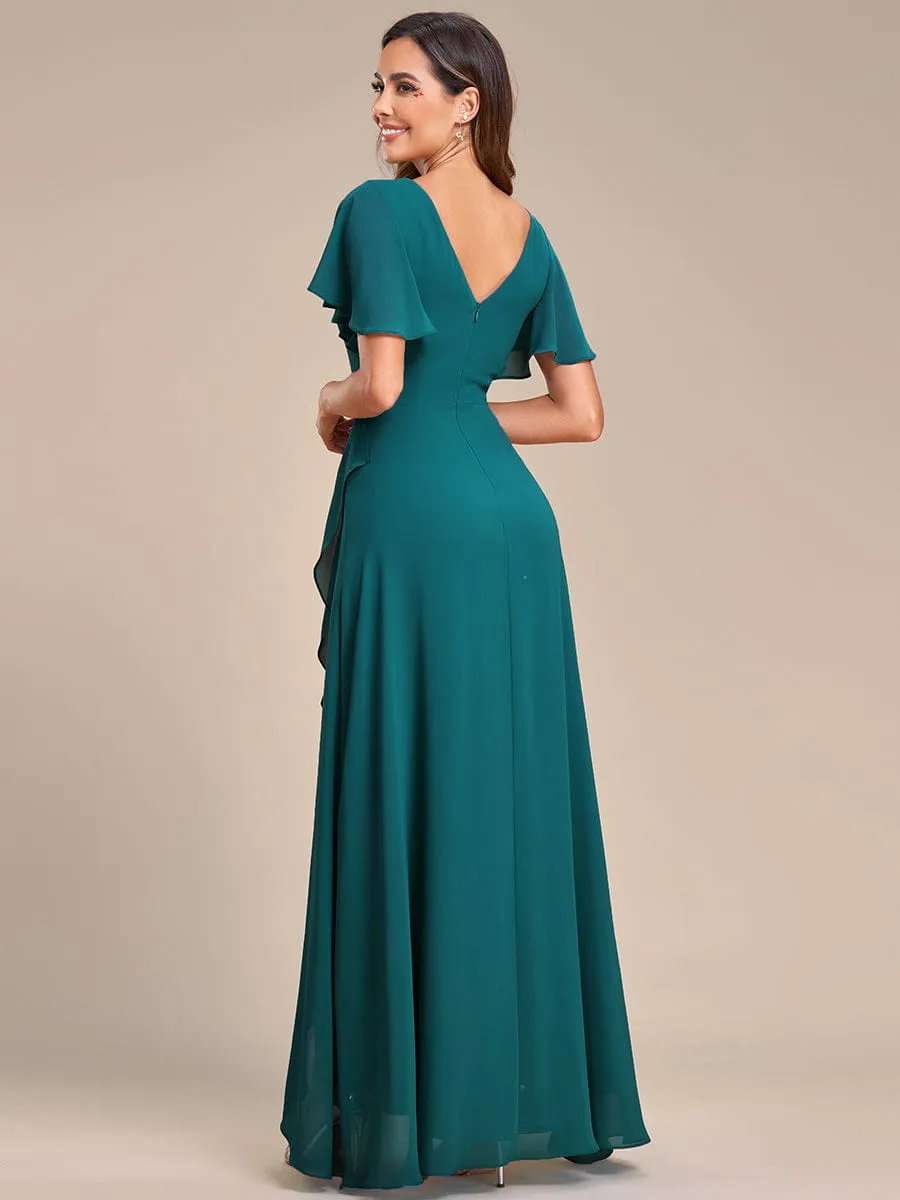 Sharana sleeved hi low bridesmaid dress in chiffon