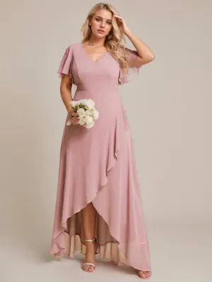 Sharana sleeved hi low bridesmaid dress in dusty pink s22 Express NZ Wide