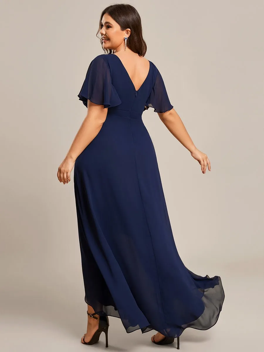 Sharana sleeved hi low bridesmaid dress in navy Express NZ wide
