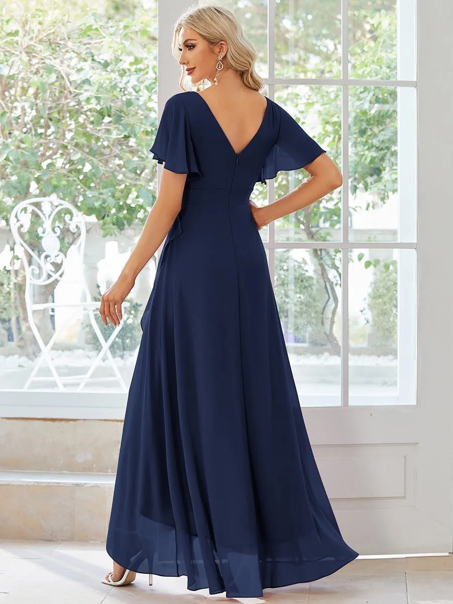 Sharana sleeved hi low bridesmaid dress in navy Express NZ wide