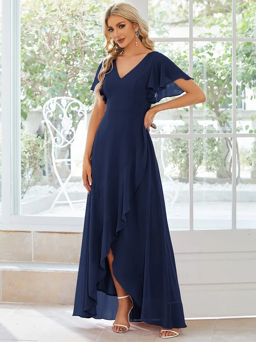 Sharana sleeved hi low bridesmaid dress in navy Express NZ wide