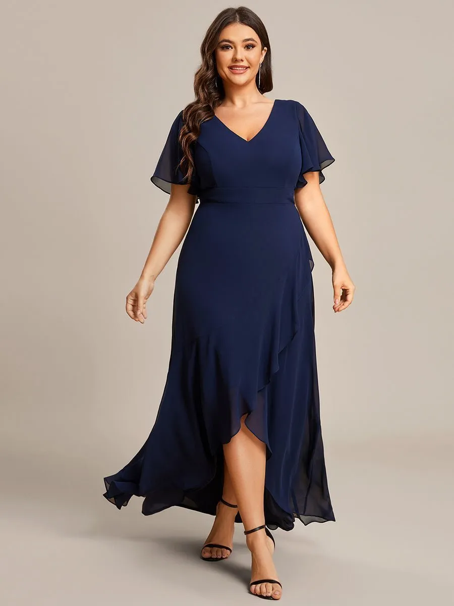 Sharana sleeved hi low bridesmaid dress in navy Express NZ wide