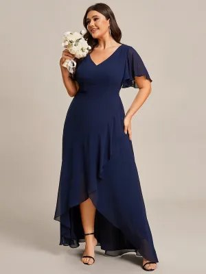 Sharana sleeved hi low bridesmaid dress in navy Express NZ wide