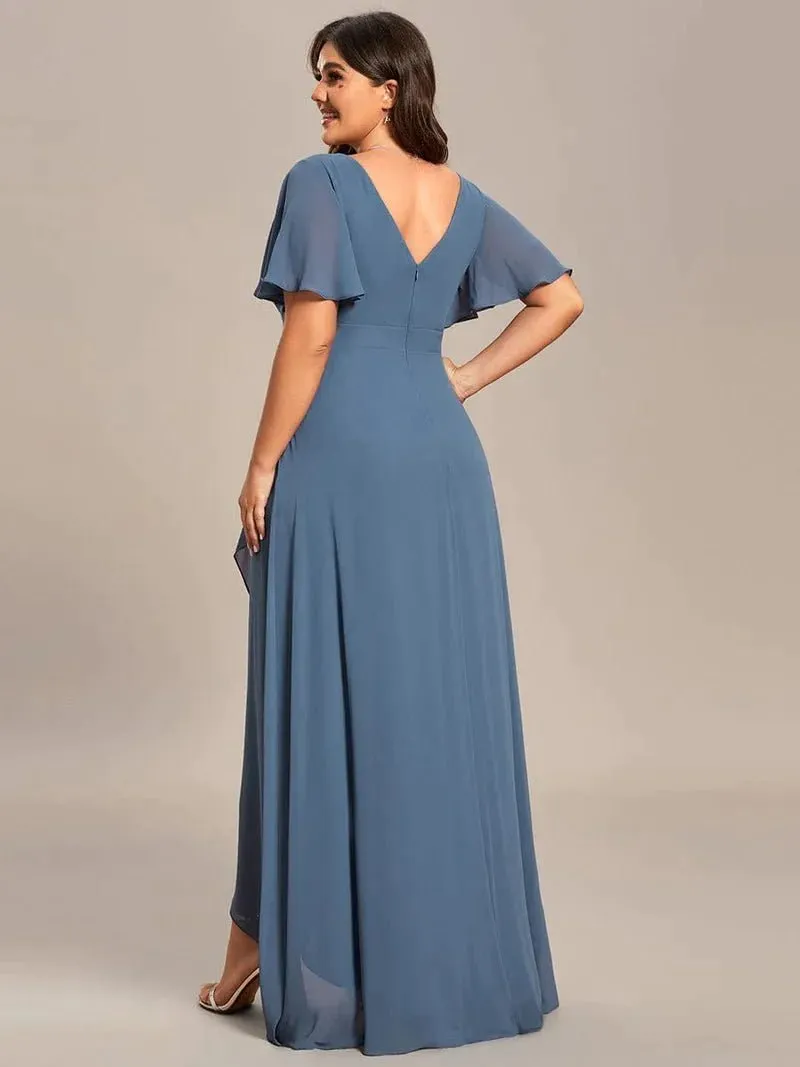 Sharana sleeved hi low dress in chiffon dusky navy s18 Express NZ wide