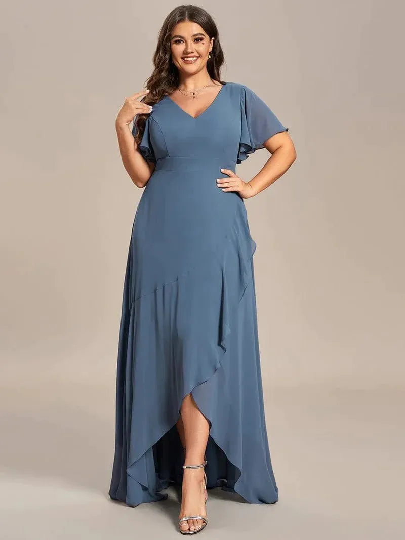 Sharana sleeved hi low dress in chiffon dusky navy s18 Express NZ wide