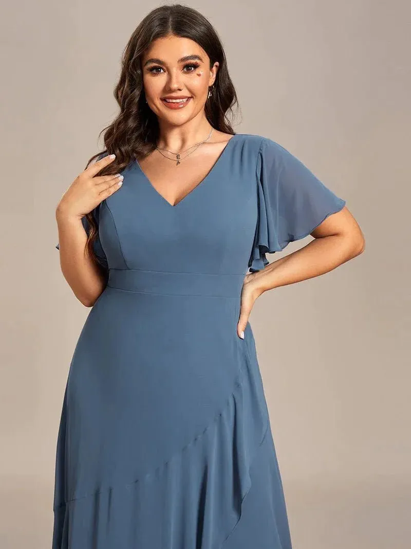 Sharana sleeved hi low dress in chiffon dusky navy s18 Express NZ wide