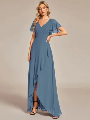 Sharana sleeved hi low dress in chiffon dusky navy s18 Express NZ wide