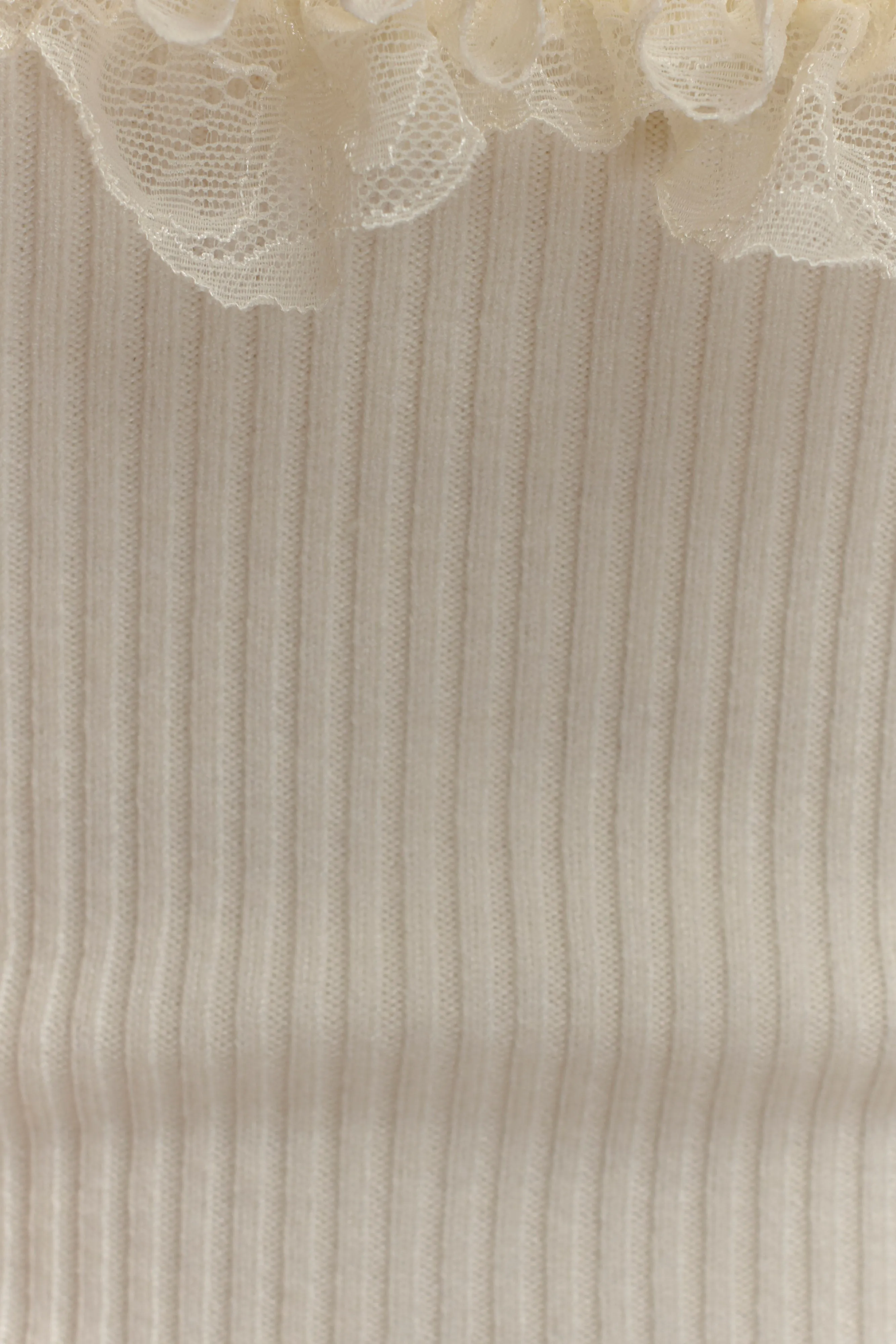 Shay Lace Ruffle Knit Top - Cream