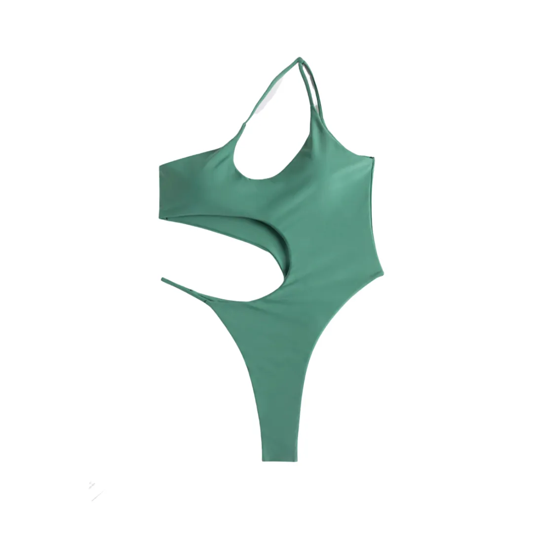 Side Cut Out One Shoulder Monokini