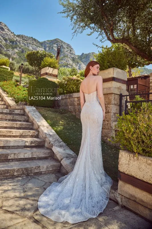 Size 12 L'amour LA25104 Marisol Ivory/Light Nude Gown