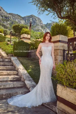 Size 12 L'amour LA25104 Marisol Ivory/Light Nude Gown