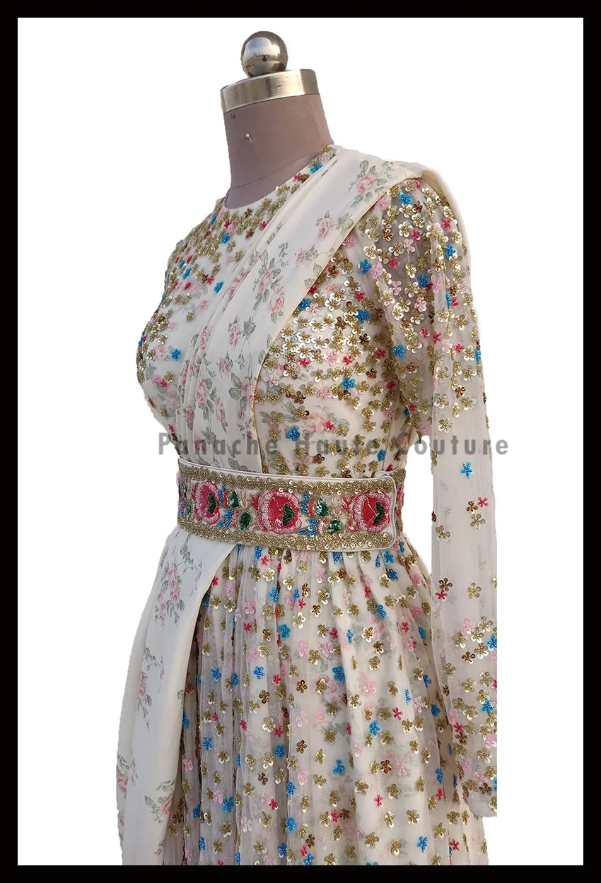 Sizzling Ivory Color Party Wear Gown