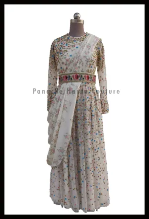 Sizzling Ivory Color Party Wear Gown
