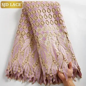 SJD LACE 2021Skin Friendly Classic African Eembroidery Guipure Cord with Stones Fabric Nigerian Celebration lace For Party A2547