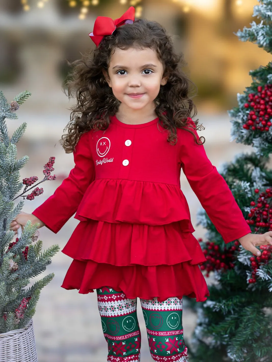 SmileyWorld Festive Ruffle Top and Legging Set