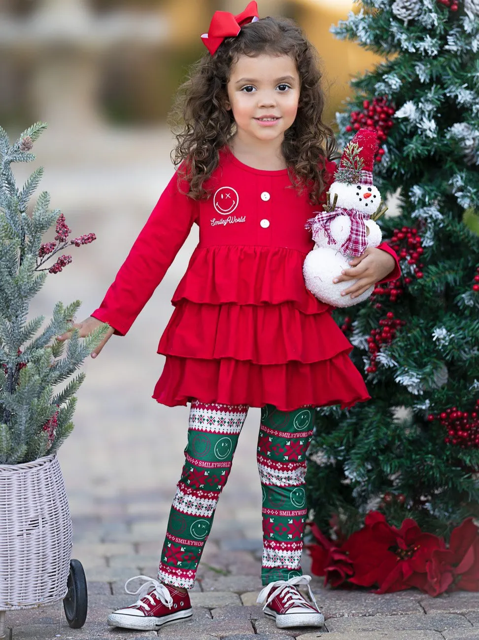 SmileyWorld Festive Ruffle Top and Legging Set