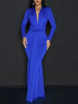 Solid Plunge Maxi Dress