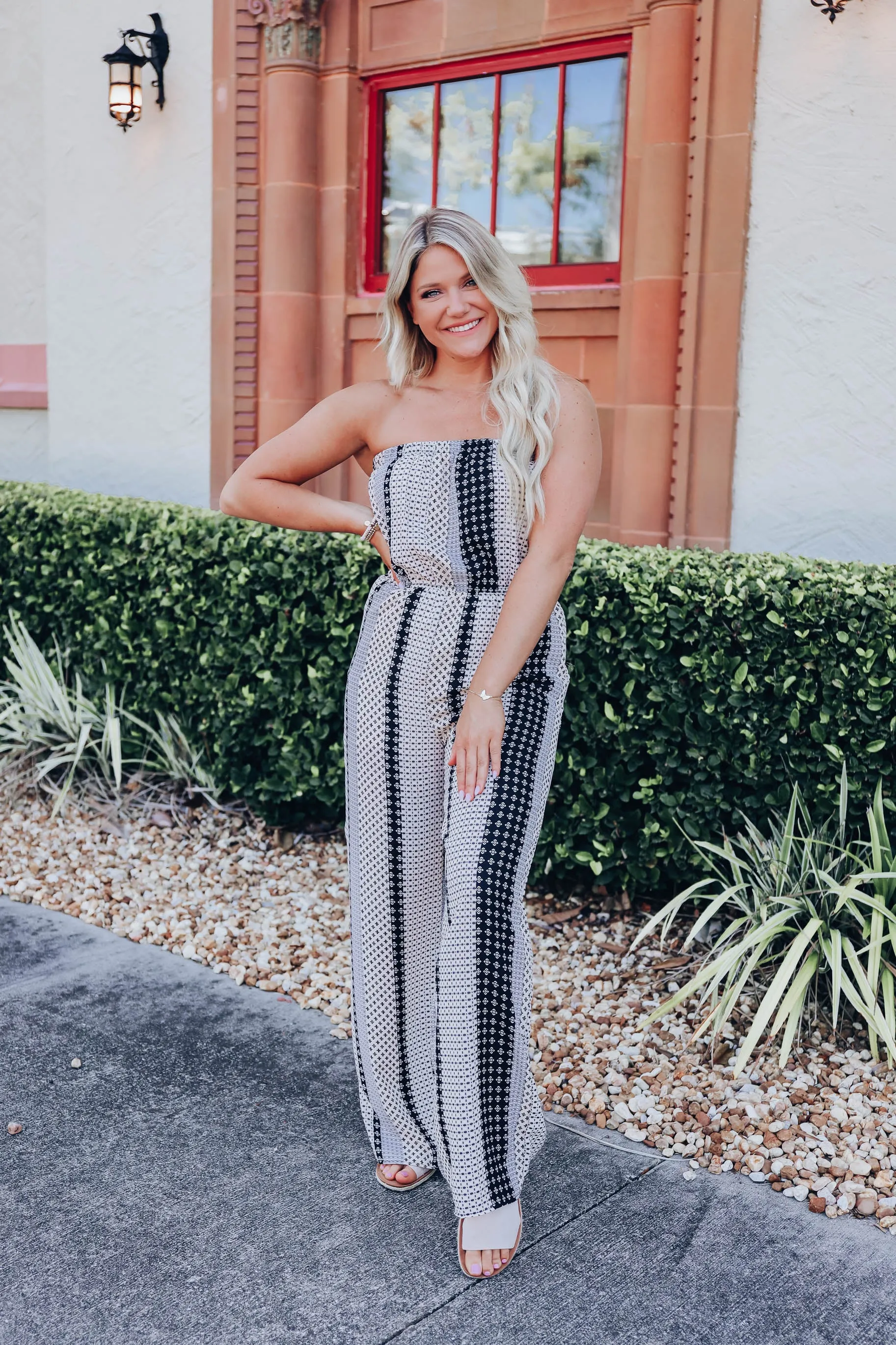 Spirited Striped Strapless Jumpsuit