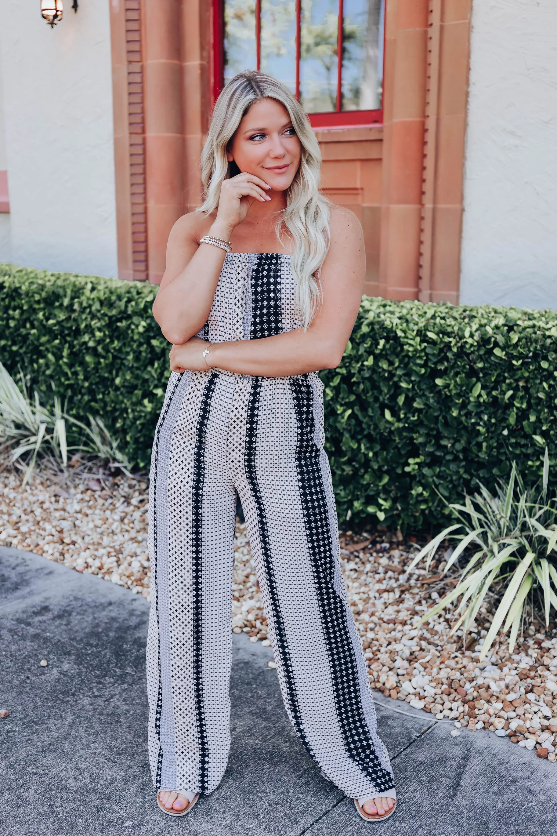 Spirited Striped Strapless Jumpsuit