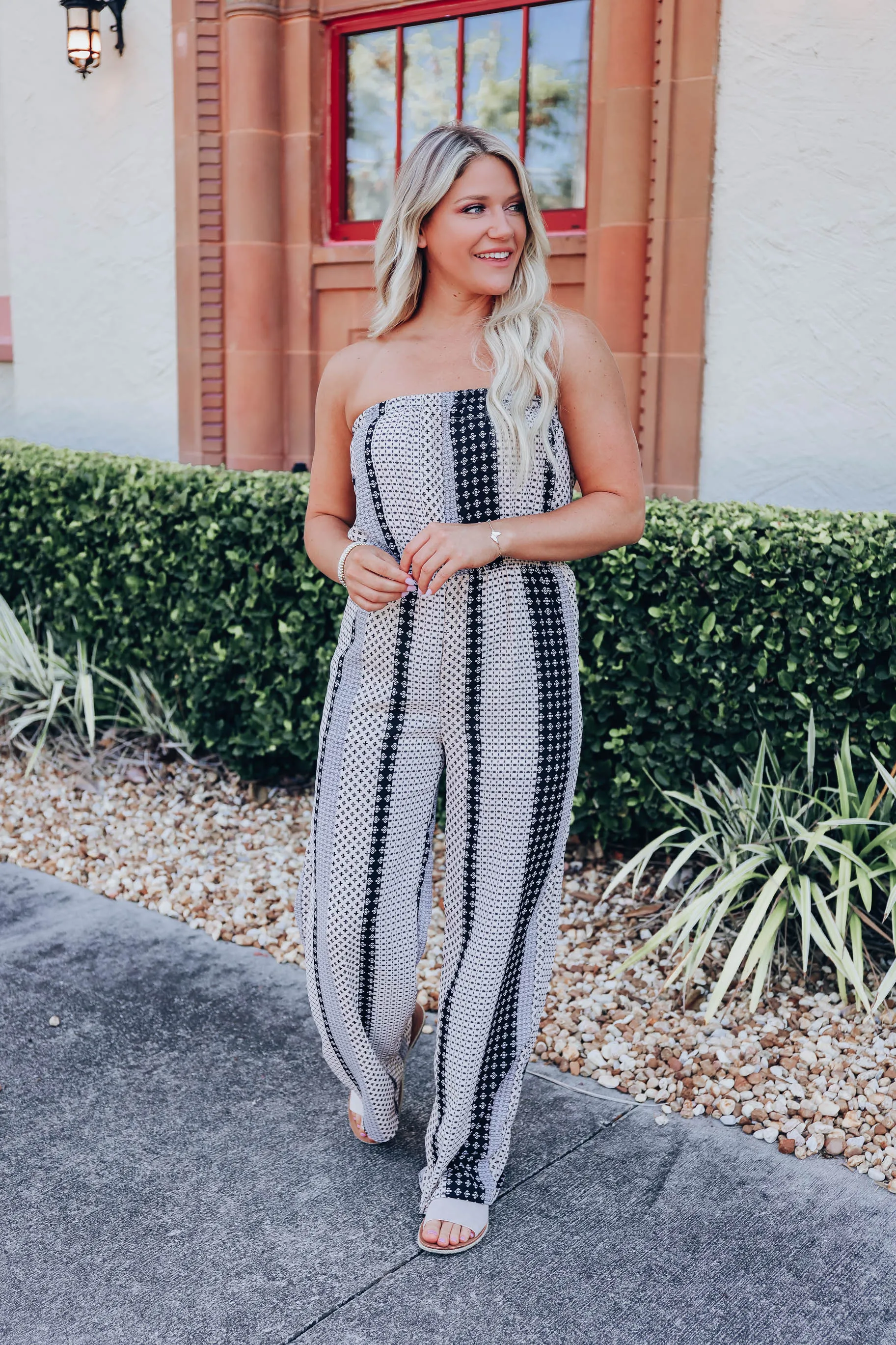 Spirited Striped Strapless Jumpsuit