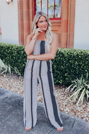 Spirited Striped Strapless Jumpsuit