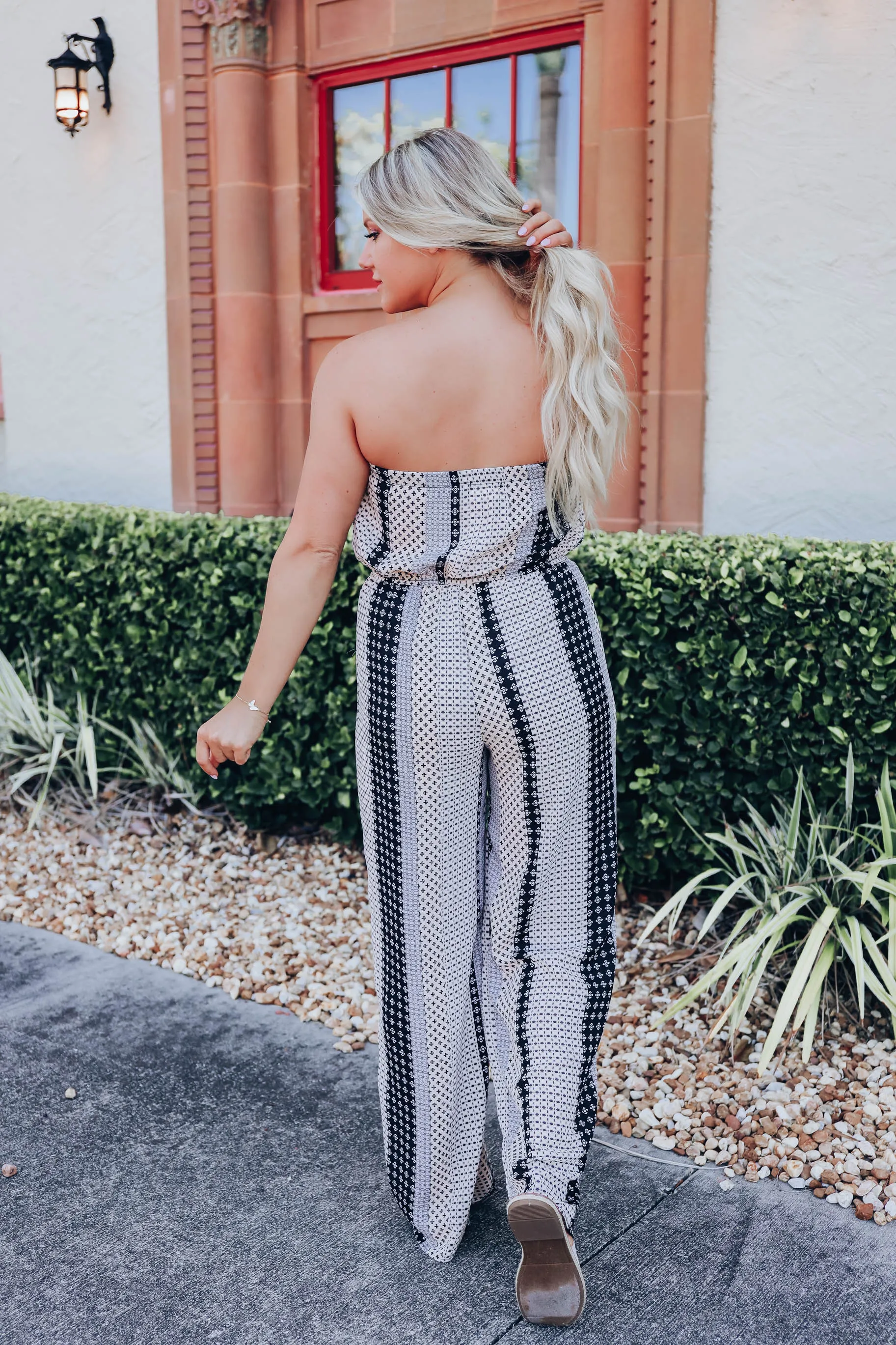 Spirited Striped Strapless Jumpsuit