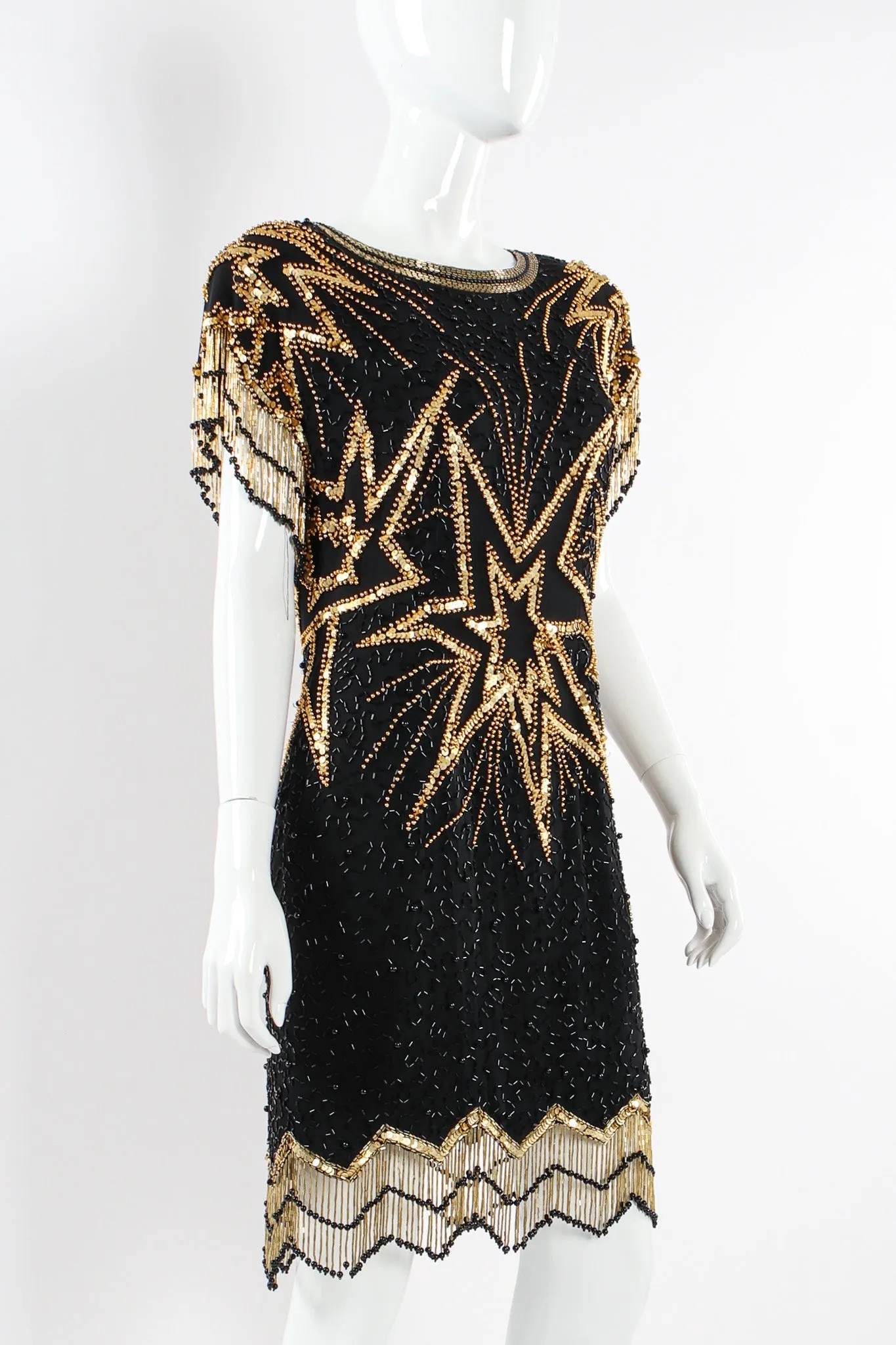 Star Beaded Fringe SIlk Dress