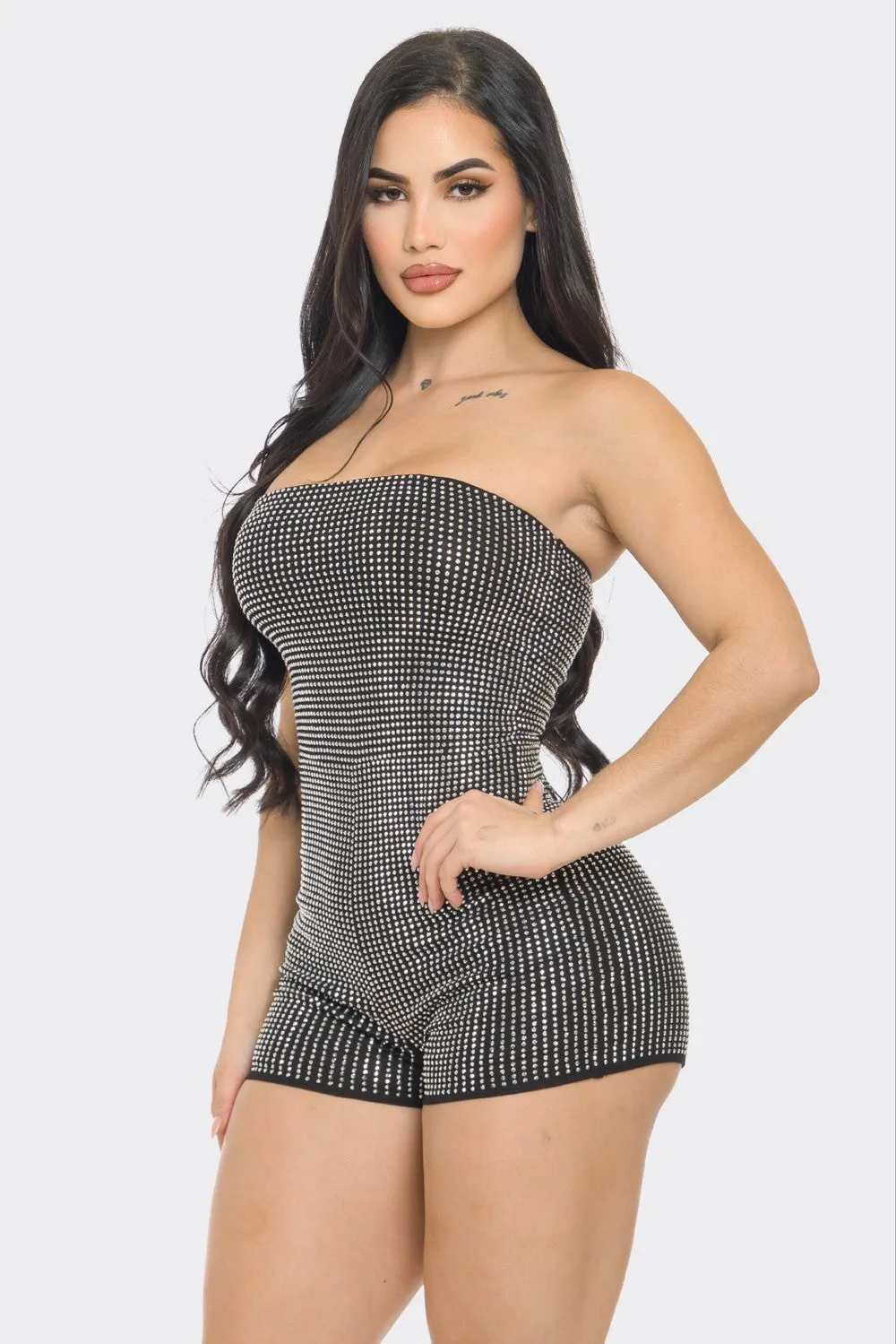 Star Studded Strapless Romper