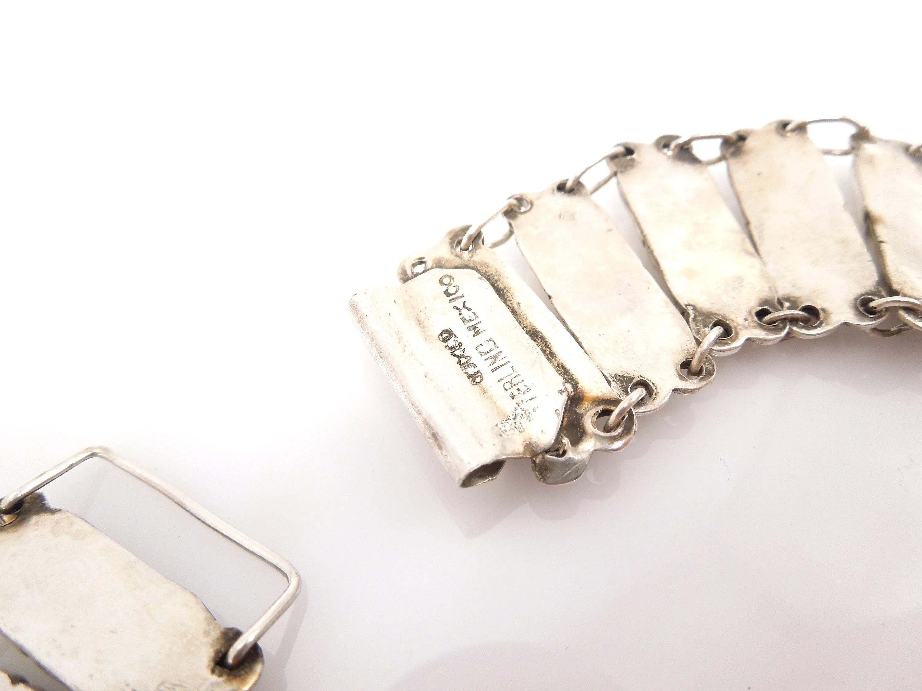 Sterling Silver 1940s Jewel Neckline Mexican Silver Necklace
