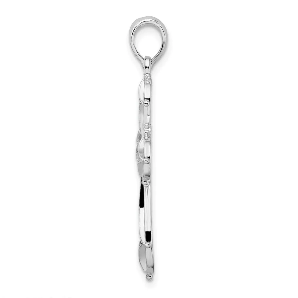 Sterling Silver Fancy Cut-out Rounded Cross Pendant