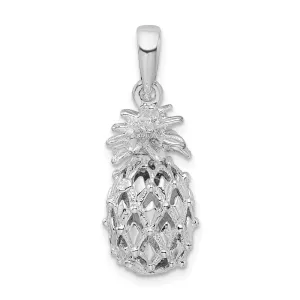 Sterling Silver Polished 3D Cut-out Medium Pineapple Pendant