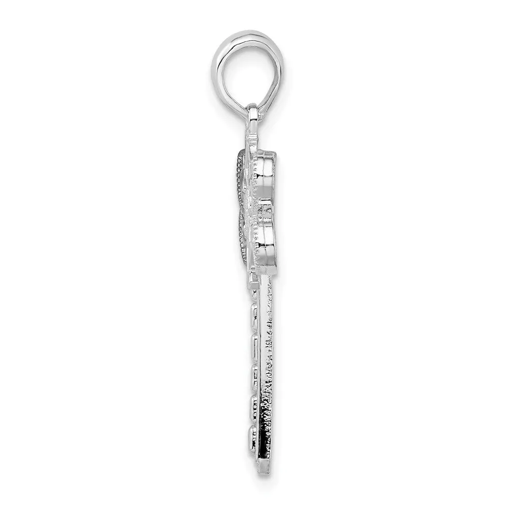 Sterling Silver Polished Cut-out Dragonfly Pendant