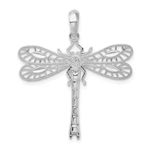 Sterling Silver Polished Cut-out Dragonfly Pendant