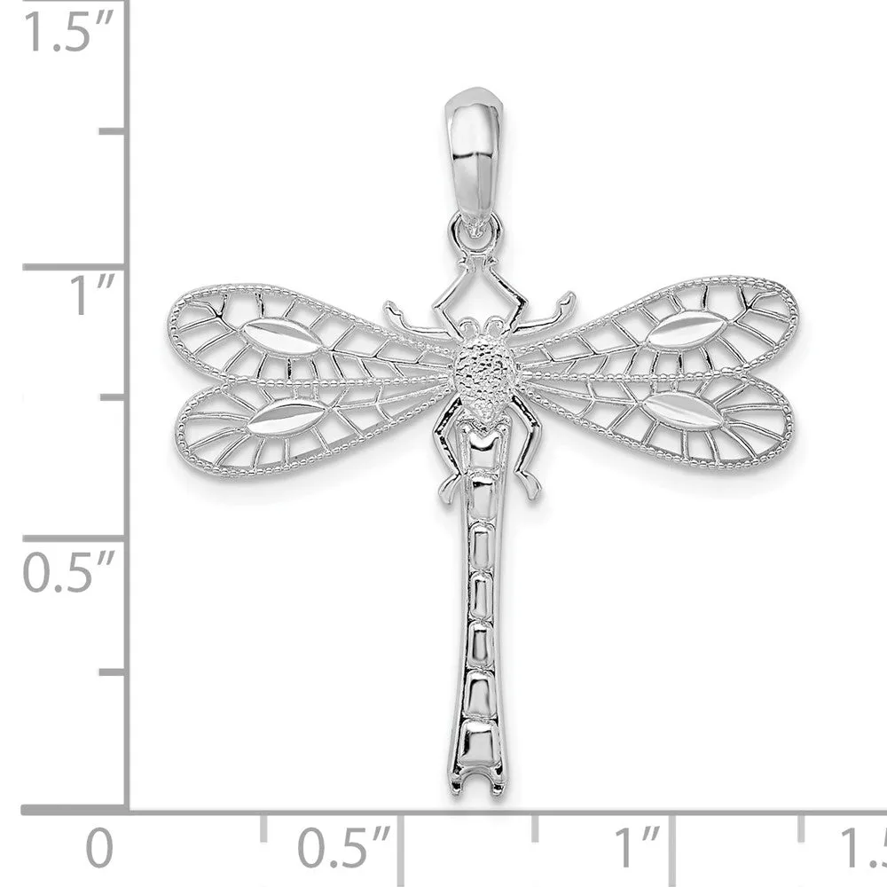 Sterling Silver Polished Cut-out Dragonfly Pendant
